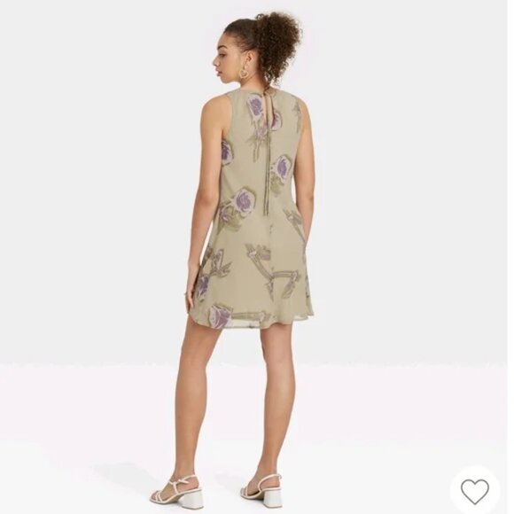 NEW Wild Fable™ Women's Mini Slip Dress Sage Green Floral - Picture 2 of 11
